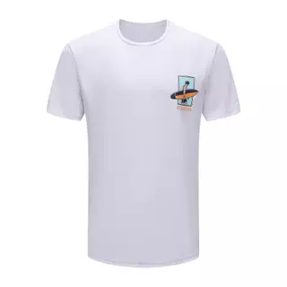 Decathlon Men’S Surfing UV Protection T-Shirt เสื้อยืดโต้คลื่นป้องกันรังสียูวีสำหรับผู้ชาย - White/Go Surf