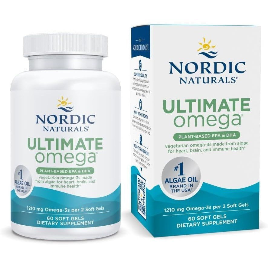 Nordic Natural Plant-Based Ultimate Omega Lemon Flavour-60 แคปซูลนุ่มมังสวิรัติ-1210mg Omega-3-มังสว