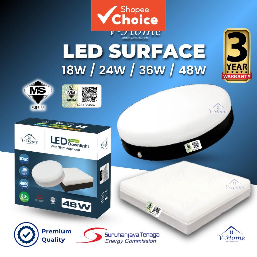 Vhome ดาวน์ไลท์ติดพื้นผิวไร้ขอบ 36W Led ทรงกลมสี่เหลี่ยมสําหรับเพดานห้องนอนสํานักงาน