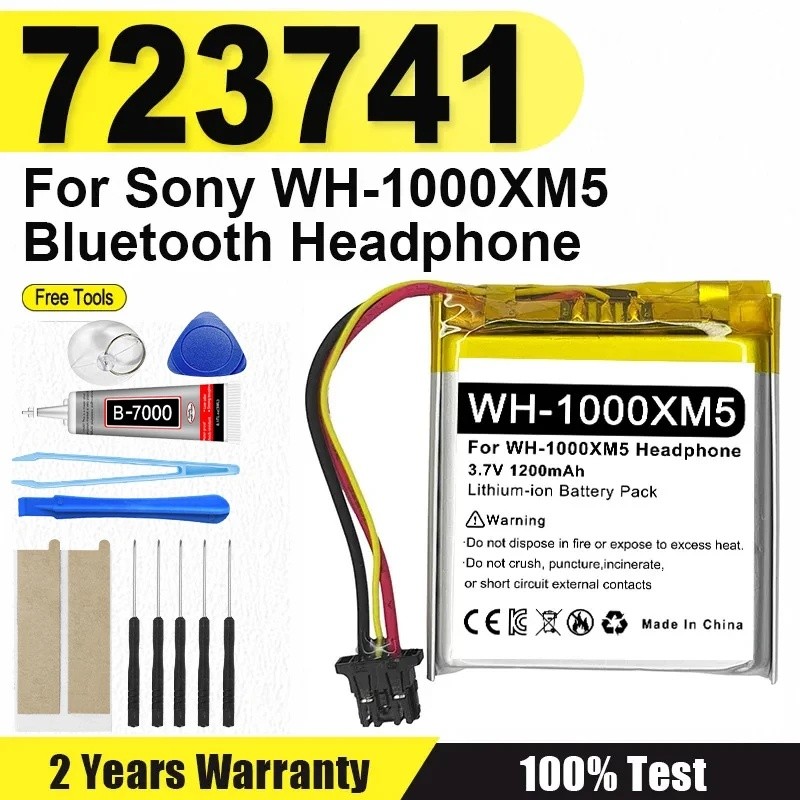 แบตเตอรี่ 723741 ใหม่ 1200mAh สําหรับ Sony WH-1000XM5 หูฟังบลูทูธ Bateria + เครื่องมือฟรี