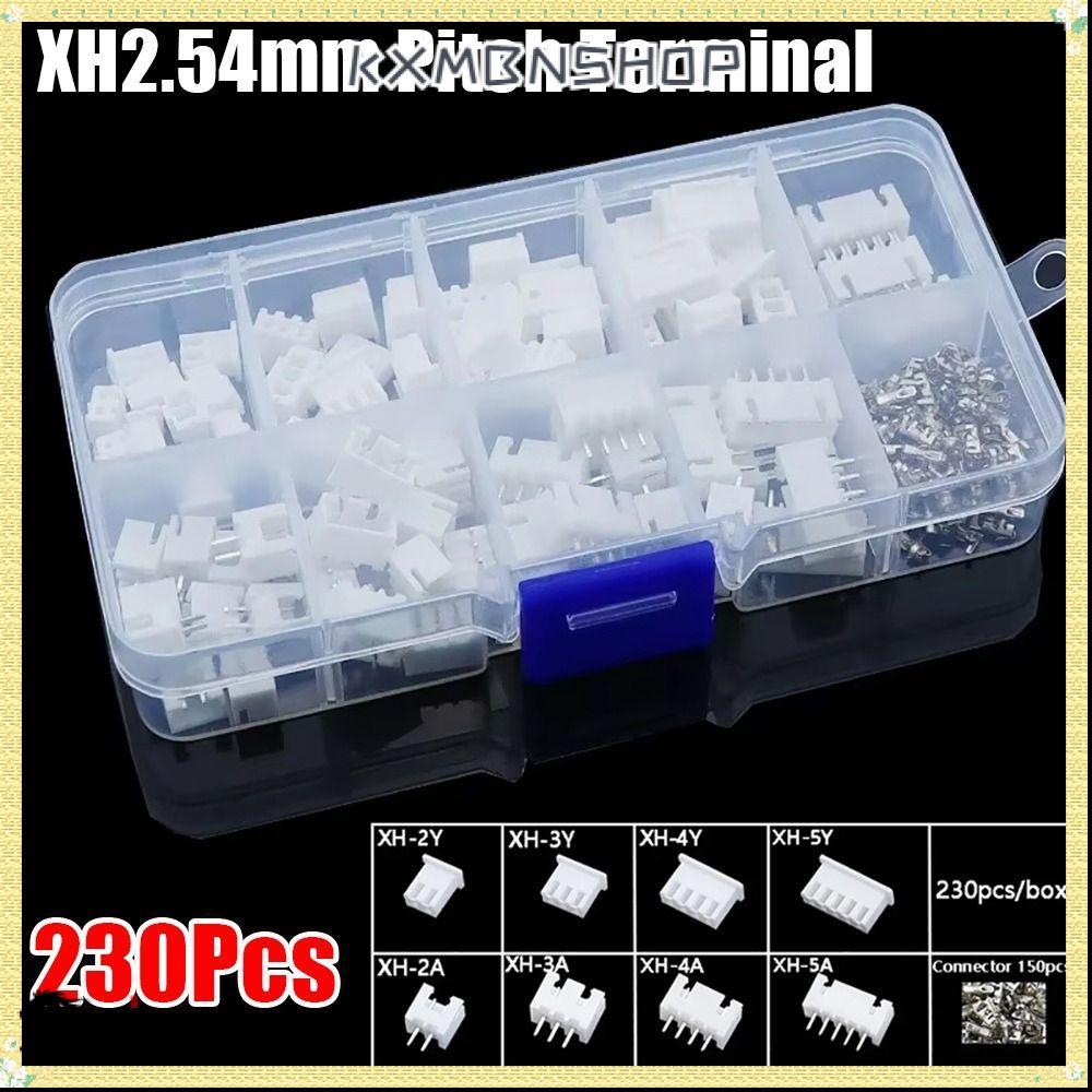 19KXMBNSHOP 230 ชิ้น 2.54 มิลลิเมตร Pitch Terminal, 2 P 3 P 4 P 5pin XH2.54 Pin Connector, 4 ค่าชายแ