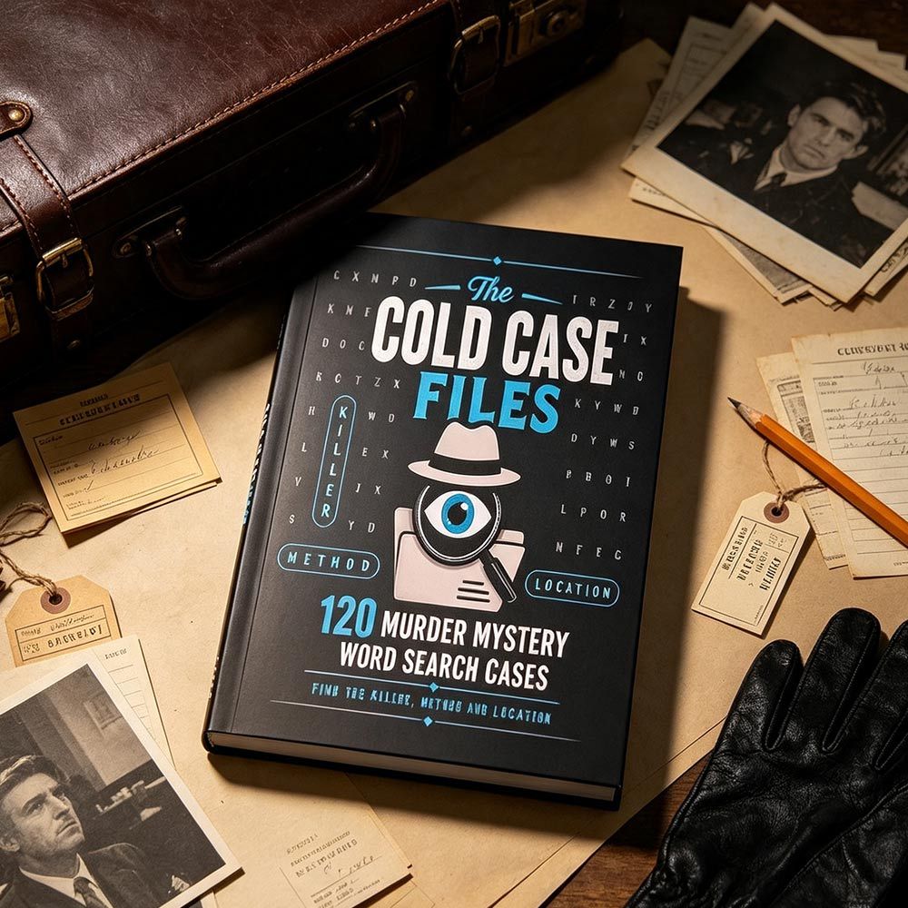The Cold Case Files | 120 Murder Mystery Word Search Cases, adult puzzle book