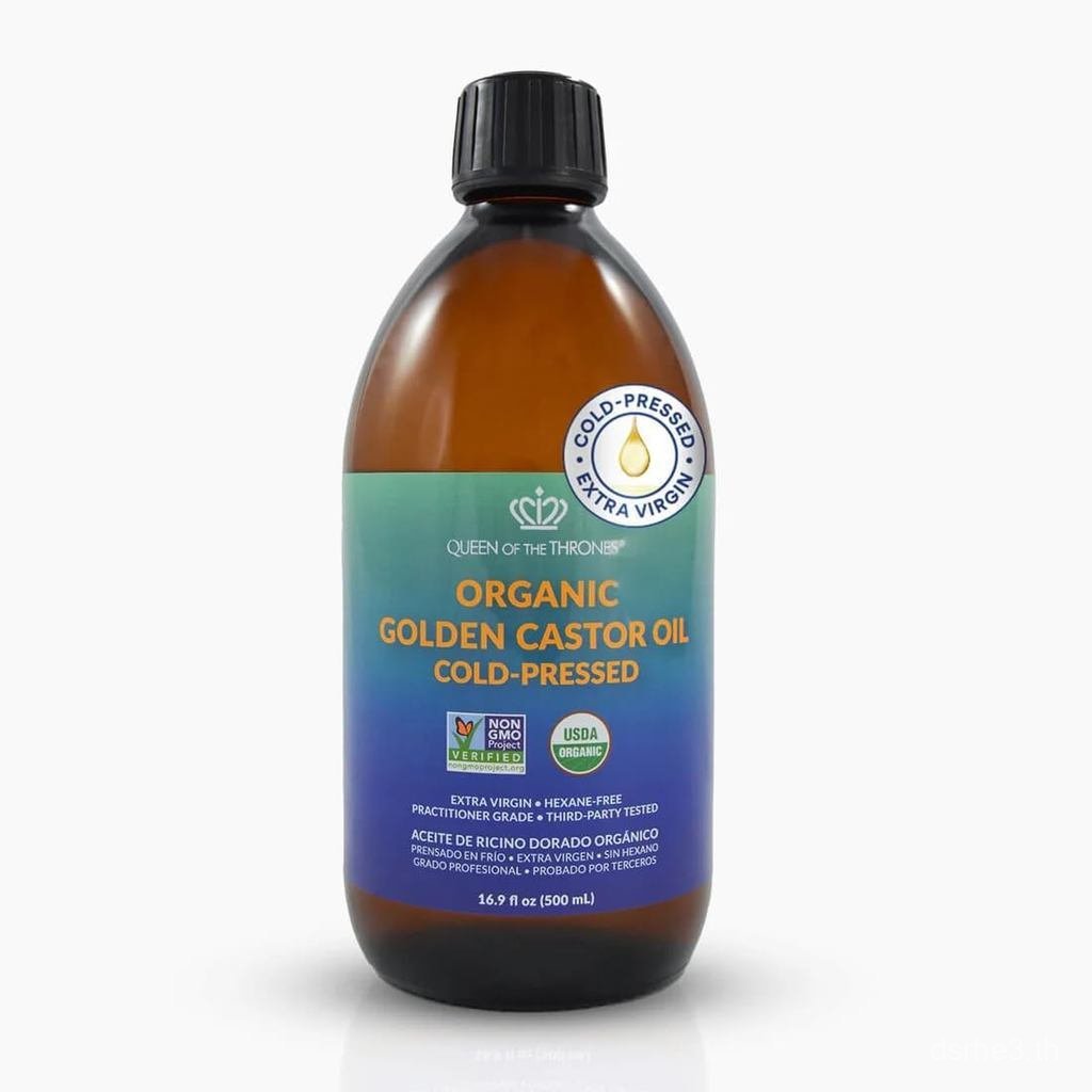 QUEENOFTHRONESOrganicGoldenCastorOil|100%เพียวฟอร์แฮร์,,,เล็บ,คิ้ว&ขนตา|เฮกซาเนะ-ฟรี|USDACertified[1