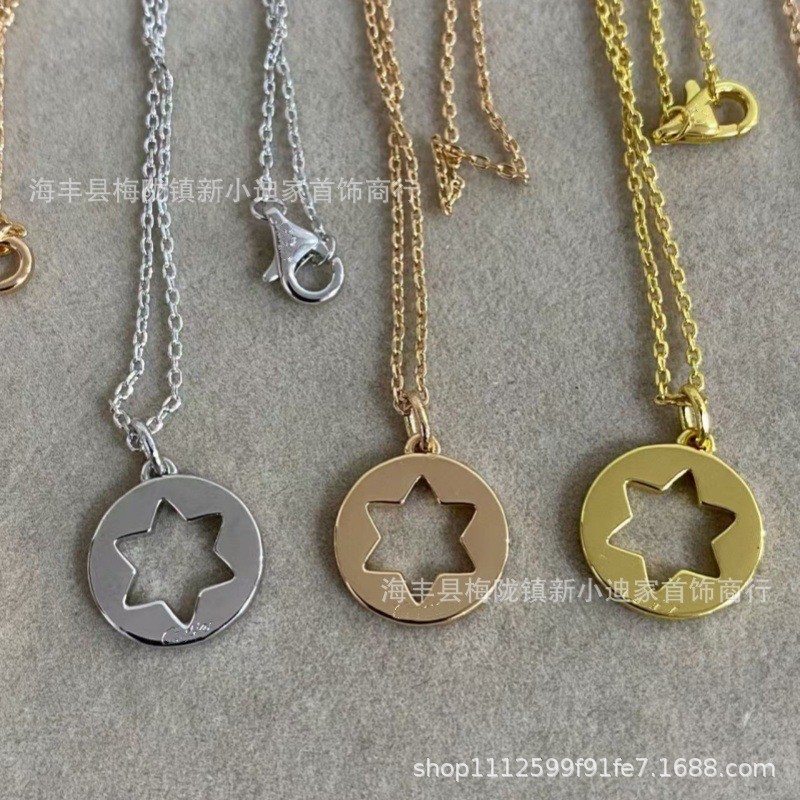 K0JC โซ่สัญลักษณ์ผู้ชายผู้หญิงสัญลักษณ์ v สร้อยคอทองจี้ทอง Clavicle 18k จี้ Cross Star Rose