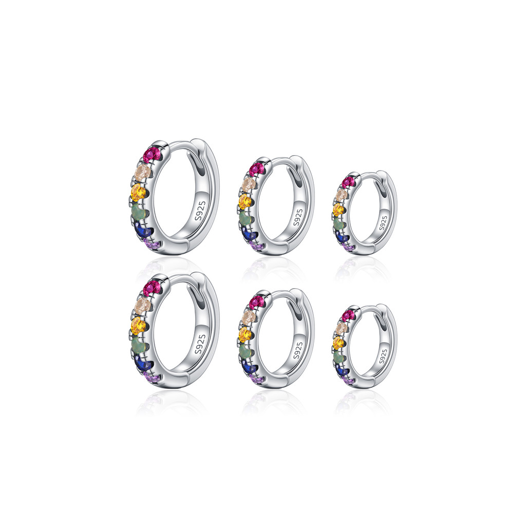MODIAN MODIAN S925 เงินสเตอร์ลิง Dopamine สีสันกระพริบต่างหูเพชรหญิง Niche High-End ins ต่างหูอารมณ์