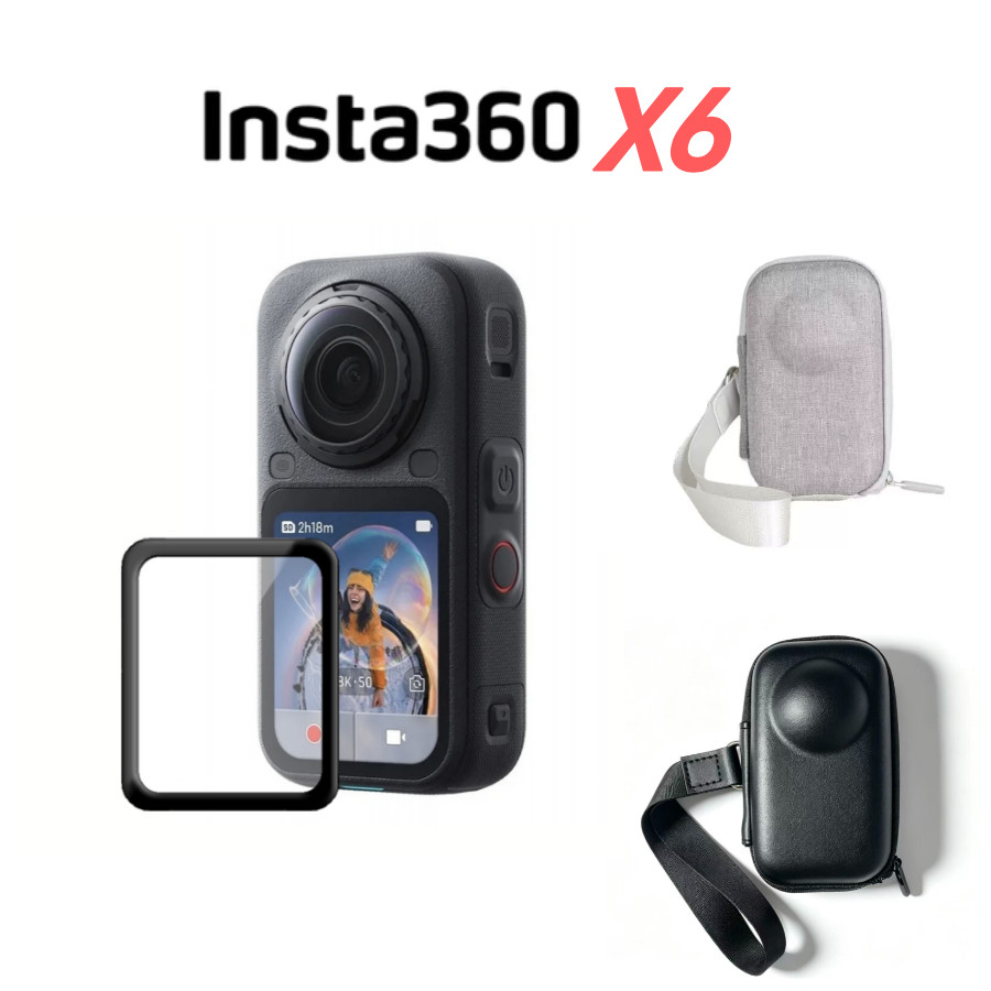 Shadow Stone Insta360 X6 ถุงเก็บน้ําหนักเบา Water-Repellent Shock-Resistant เปิดป้องกัน Body กล่องอุปกรณ์เสริมฟิล์มกระจกนิรภัยป้องกันกระจกชุดอุปกรณ์เสริม CASE