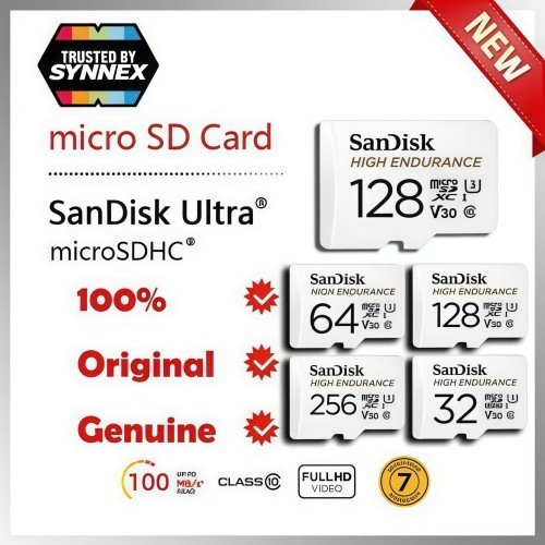 เมมกล้องติดรถ SanDisk บันทึกต่อเนื่องสูงสุด 5,000 ชั่วโมง ไม่ต้องลบไฟล์บ่อย High Endurance ทนทานอุณหภูมิ แถมอะแดปเตอร์ใช