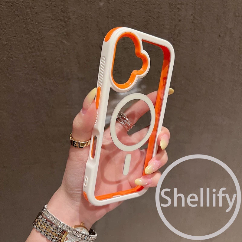 2-in-1 สีปิดกั้นแถบป้องกันการตกโปร่งใสสูงอะคริลิคเคสโทรศัพท์แม่เหล็กเหมาะสําหรับ iPhone 15, 16, 17 Pro Max รวมทุกอย่างด้านข้างเลื่อนฝาครอบซิลิโคนป้องกันการตก