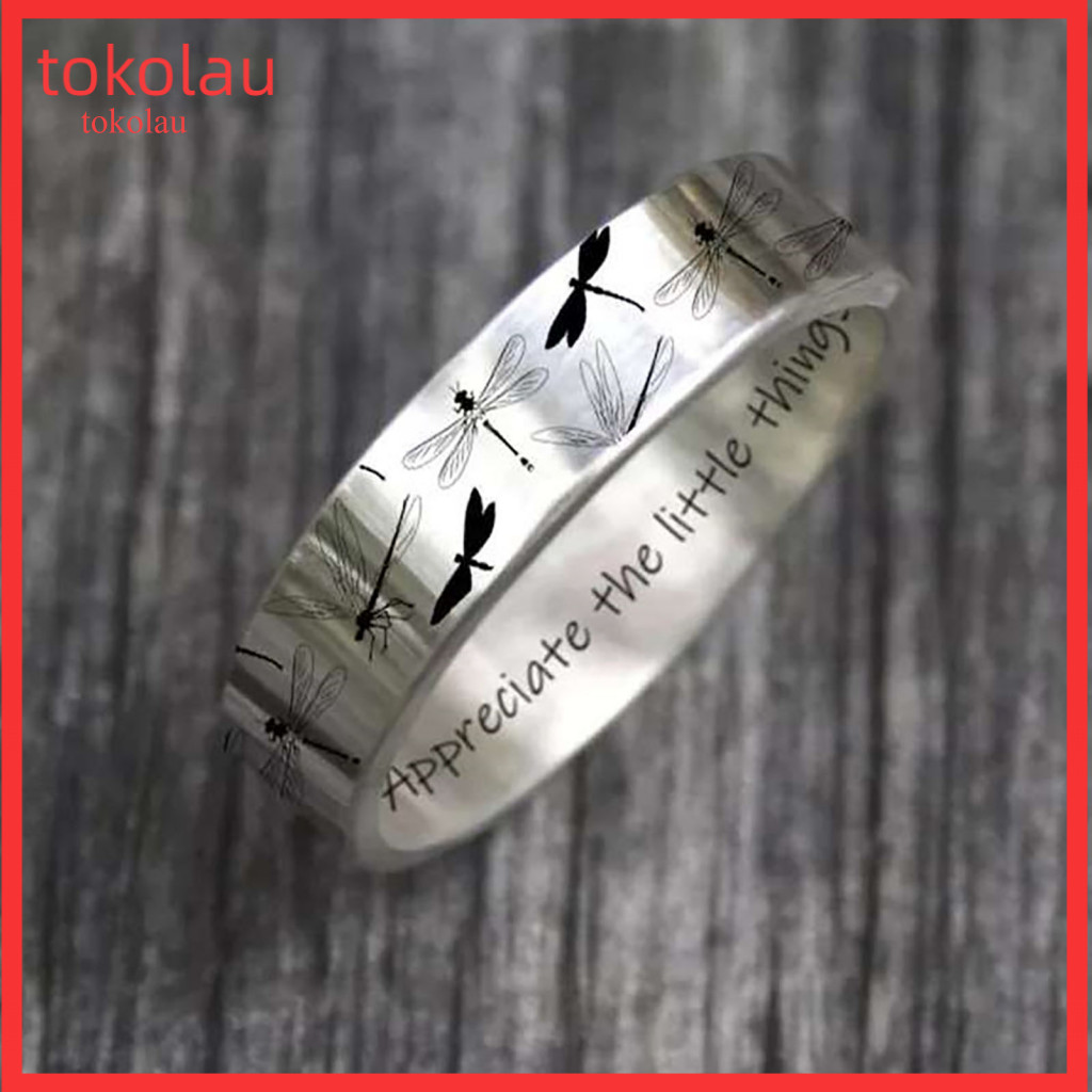 Lady Finger Ring ประณีต Vintage Simple Dragonfly พิมพ์ Knuckle แหวนสําหรับของขวัญ