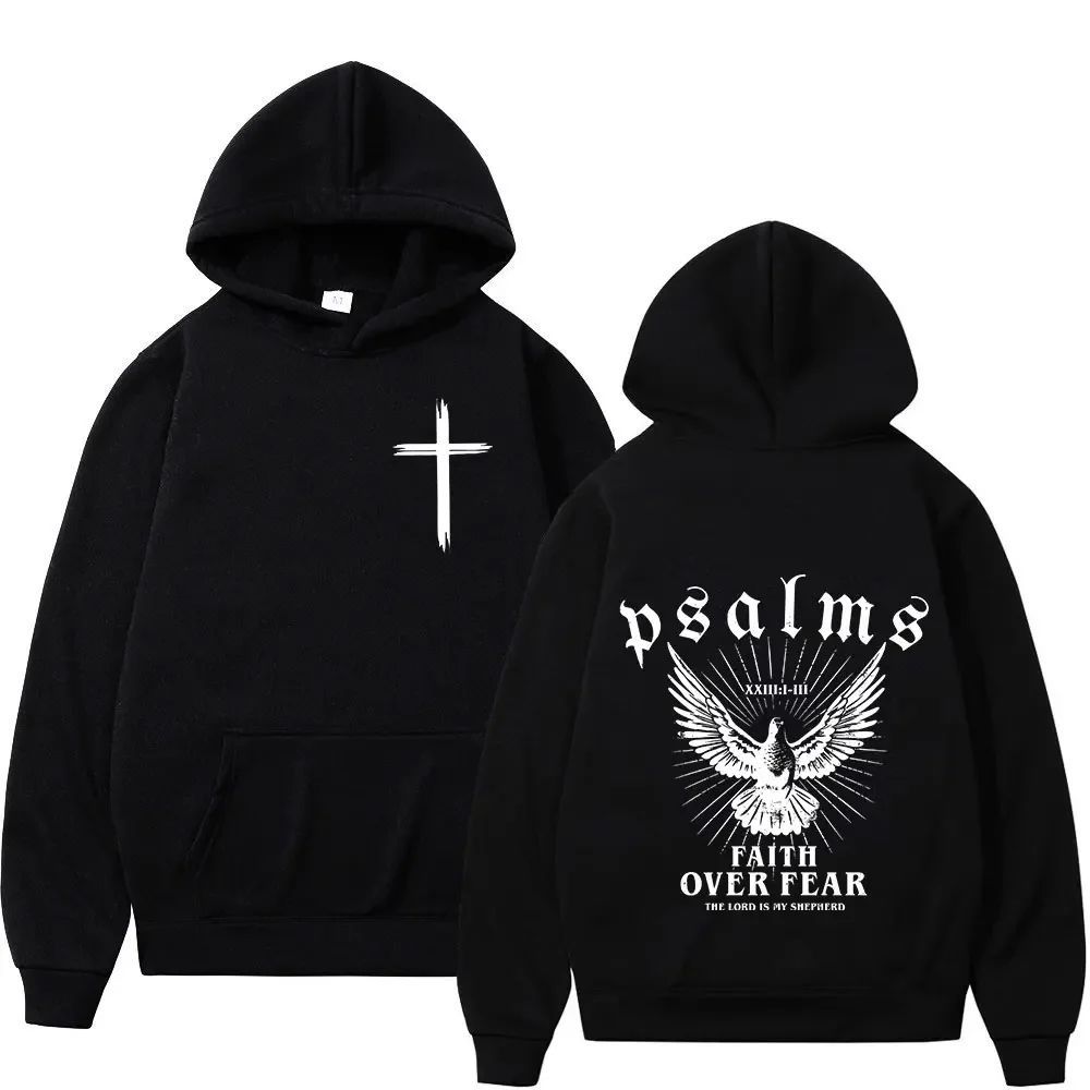 Christian Jesus Faith Over Fear Bible Verse Hoodies ผู้ชายผู้หญิงคุณภาพสูงเสื้อแฟชั่น Vintage Pullov