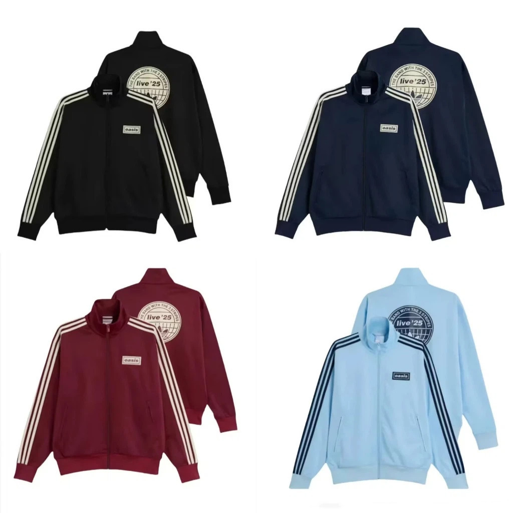 Oasis เสื้อแทร็คท็อป Oasis Jacket เสื้อแจ็คเก็ตผู้ชายลําลองสีดําสีน้ําเงิน