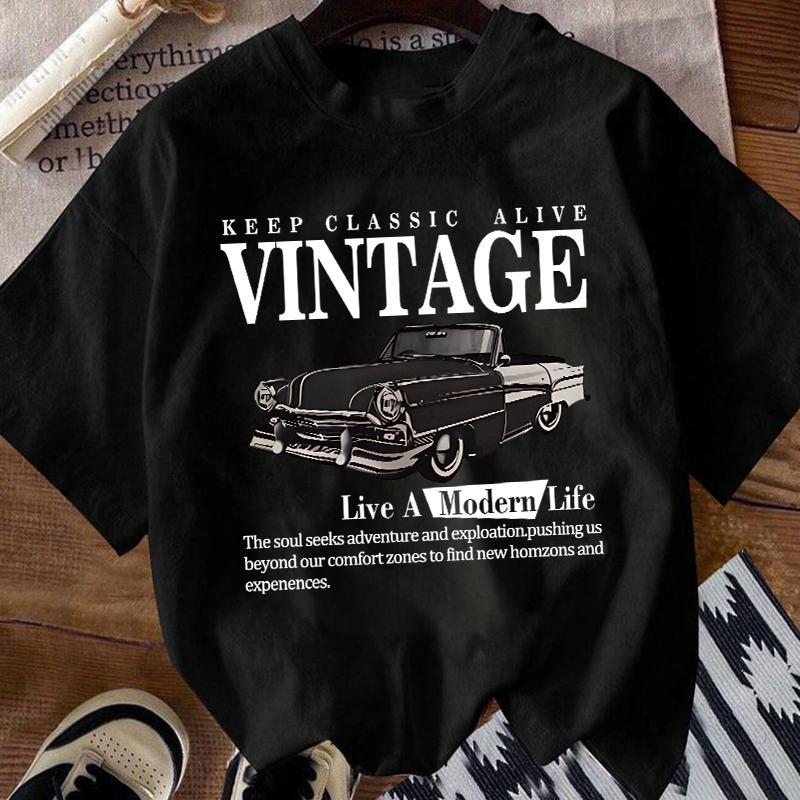 Lsingers เด็กท็อปส์เสื้อยืดสําหรับ Boys & Girls เด็กแขนสั้นเสื้อยืดคลาสสิกรถ Motif Vintage Keep Clas