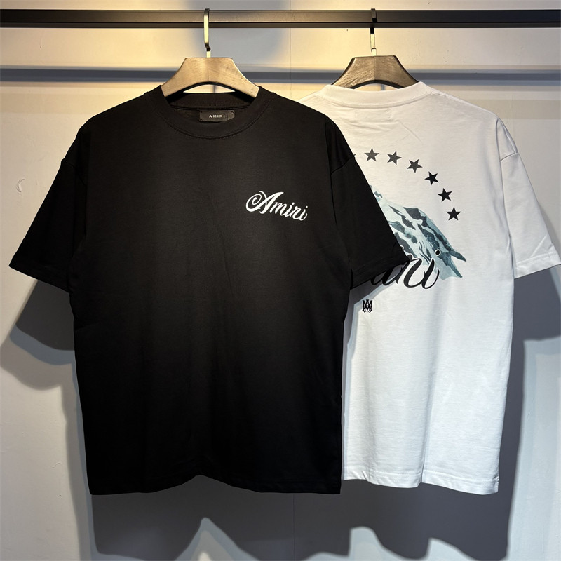 Ready Stock  🆕 AMIRI High Street Casual Printing เสื้อยืดคอกลมแขนสั้นลําลองผ้าฝ้ายแท้