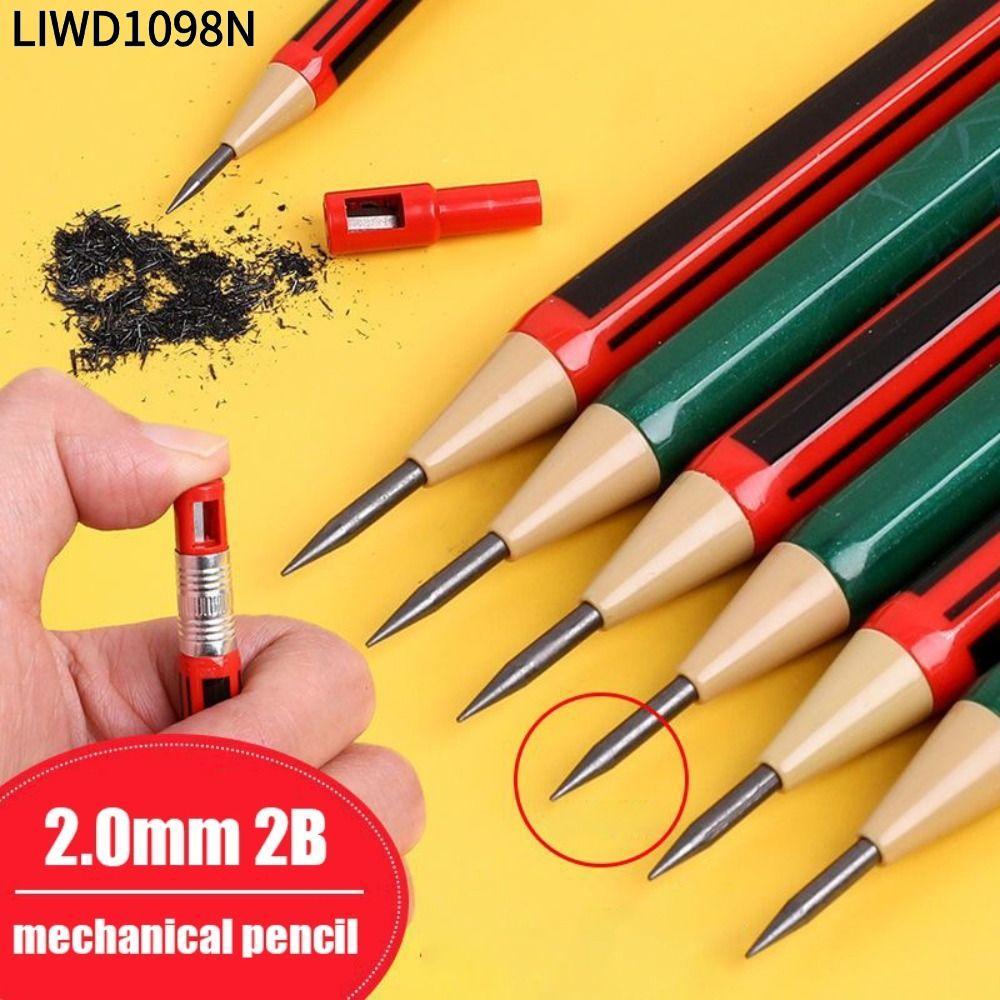 LIWD1098N ดินสอกด, ดินสออัตโนมัติแบบกด 2.0 มม.2B, เครื่องเขียนกันลื่นมาพร้อมกับ Sharpener Sketch Dra