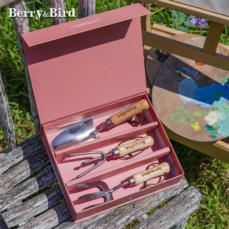 Berry&Bird พลั่วทำสวน ปลูกต้นไม้ ขุดดินกลางแจ้ง ใช้ในบ้าน เหมาะสำหรับเด็ก ทำจากสแตนเลสหนา ชุดเครื่องมือ B&B