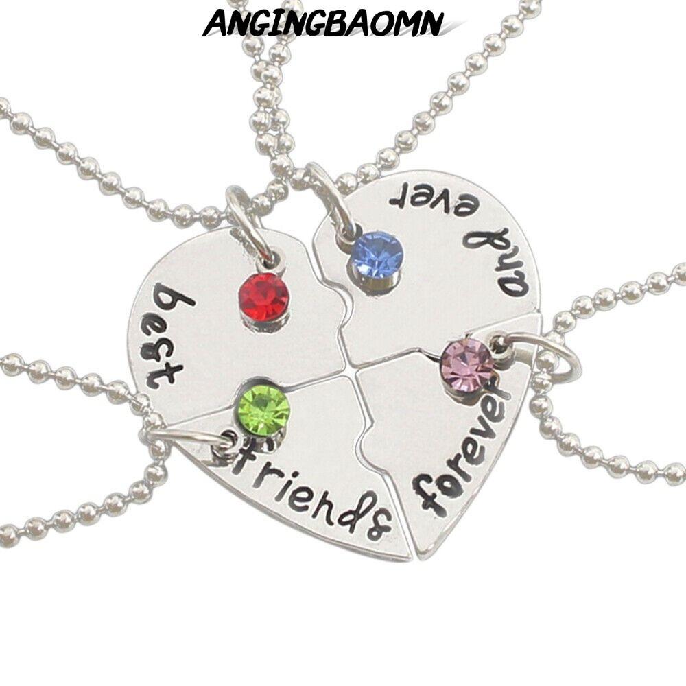 ANGINGBAOMN 4 Bff Creative Love Necklace Best Friend Froever Womens Necklace