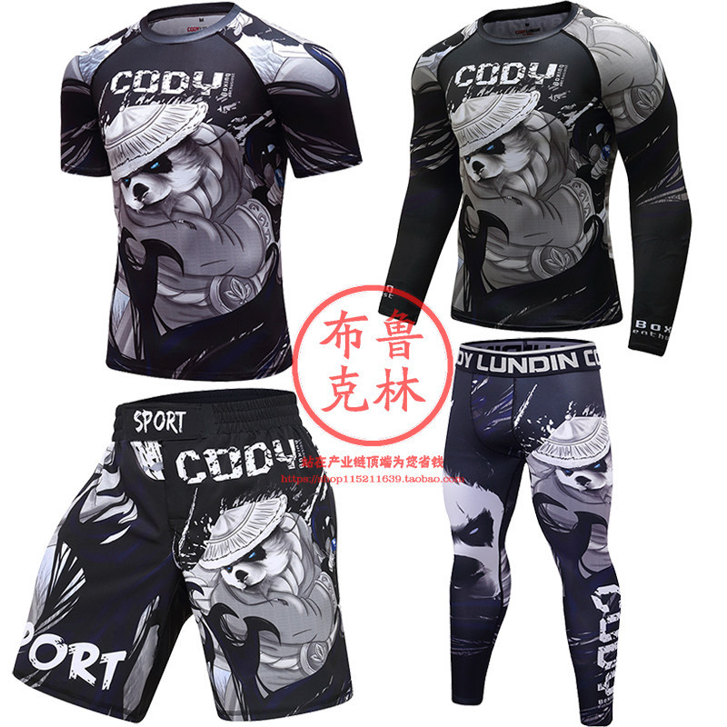 Kung Fu Panda Venom กีฬาฟิตเนส Tights ชุด MMA Fighting กางเกงขาสั้น UFC มวยการฝึกอบรม Anti-Friction 