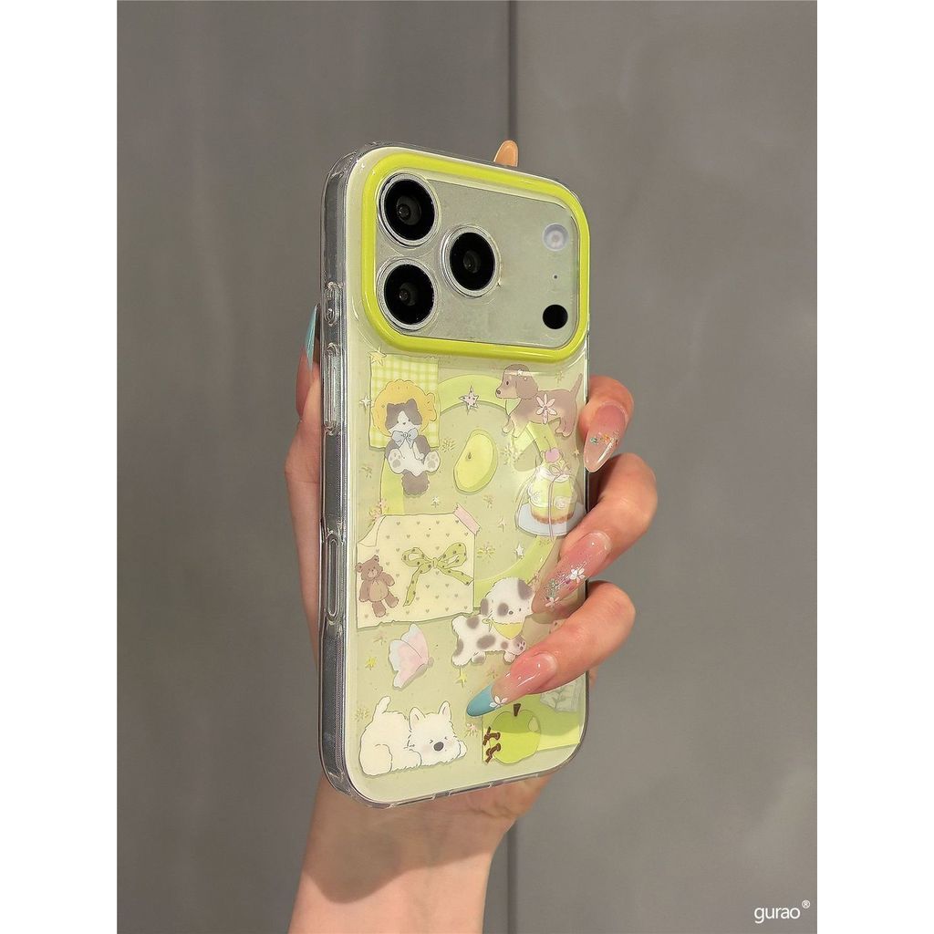 Magnetic Cute Green Apple West Highland Pattern เหมาะสําหรับ OPPOReno1514131211A97A96A72A32A3A5 เคสโ