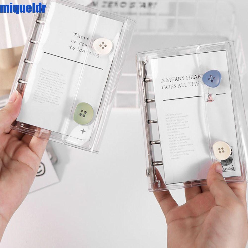 MIQUEL M5 Binder,หลายสี 5 หลุมโน้ตบุ๊คแบบหลวม,กันน้ําโปร่งใส PVC double-buckle Mini Binder Diary