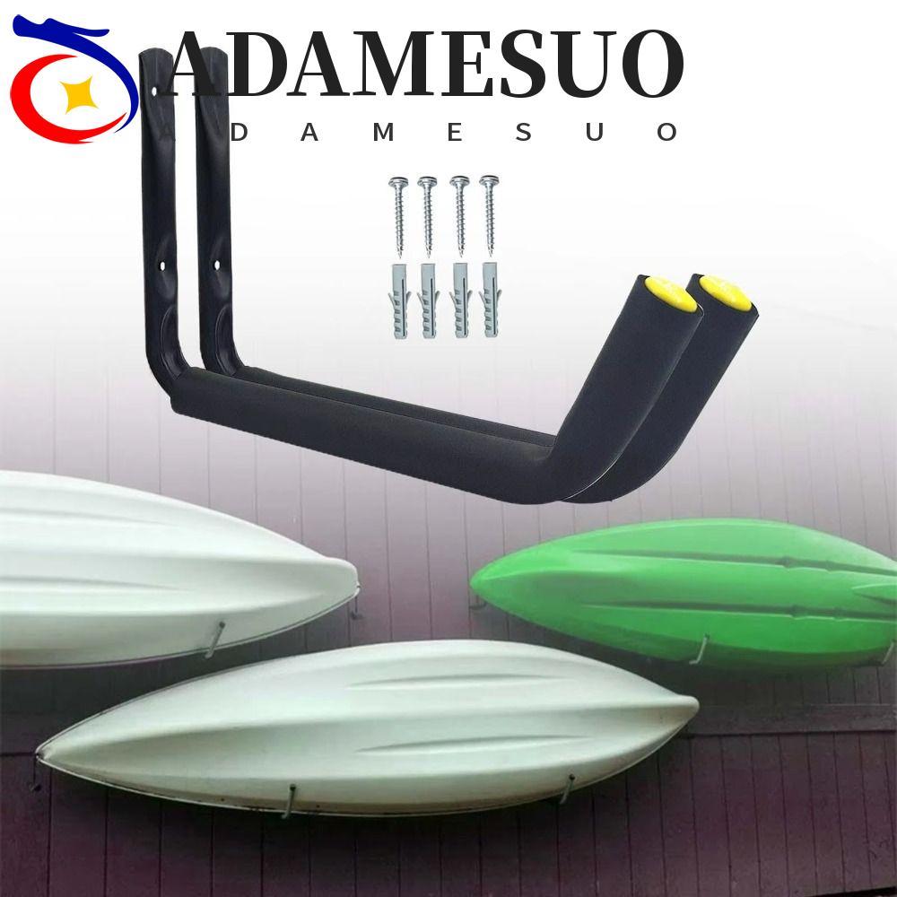 ADAMESUO Kayak Rack, ติดผนัง Heavy Duty Kayak แขวน,กระดานโต้คลื่นสีดําแบบพกพาวงเล็บโรงรถ Kayak เก็บ 