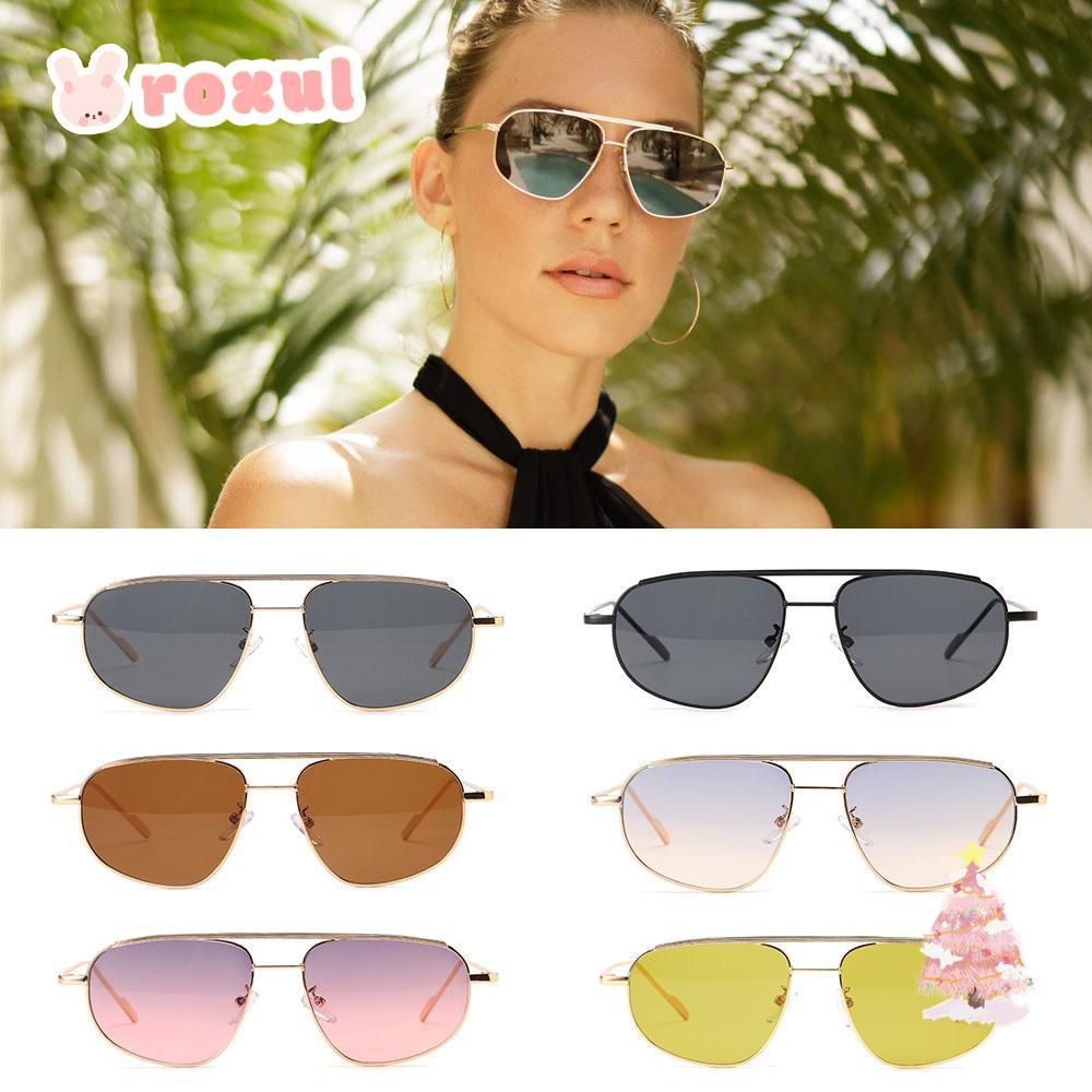 ROXUL Irregular Square Frame Fashion Retro Double Bridge Y2K Shades