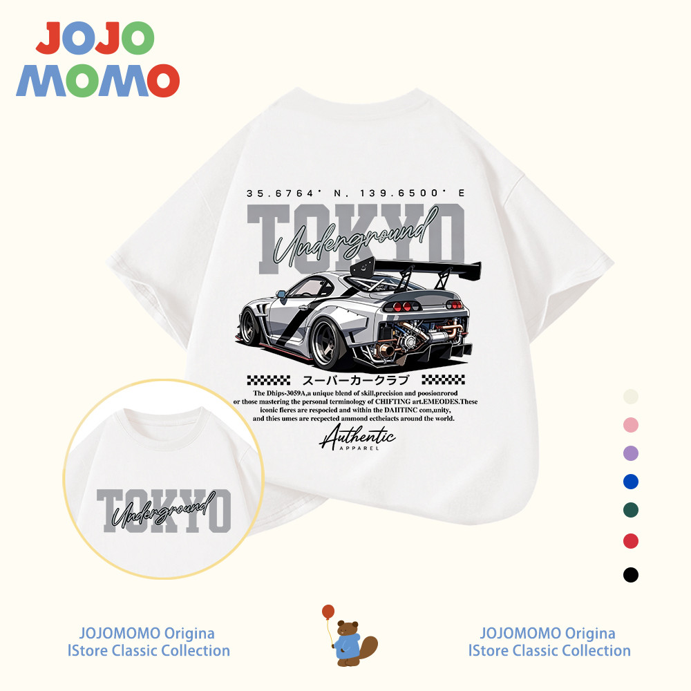【ส่งในวันเดียวกัน】เสื้อยืดเด็ก พิมพ์ลายรถแข่งการ์ตูน ระบายอากาศดี ใส่สบาย สำหรับเด็ก 1-12 ปี แบบ Unisex