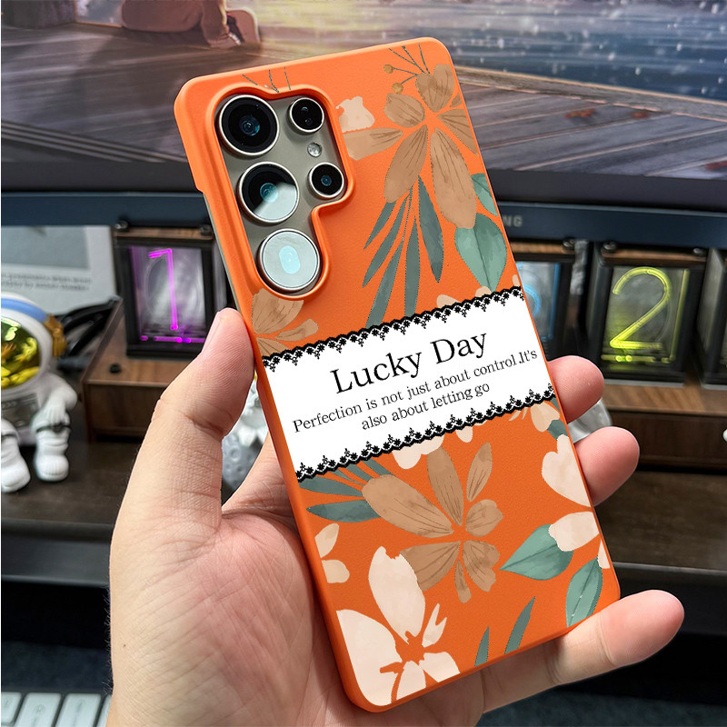 SAMSUNG สําหรับSamsung S26 Ultra S26FE 25Ultra S24U S25 FE S23ULucky Dayดอกไม้พิมพ์ Micro Matte Hard