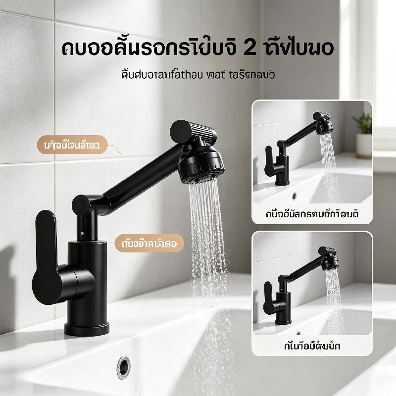 ก๊อกน้ำร้อนเย็น อเนกประสงค์ หมุนได้ 360 องศา ก๊อกน้ำห้องครัว ติดตั้งง่าย ทนทานใช้งานได้ยาวนาน