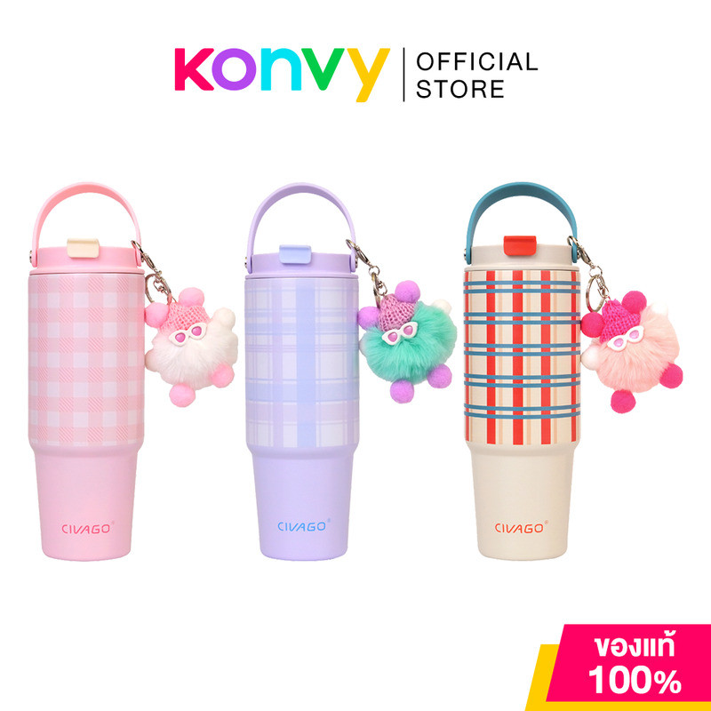 Civago Mug Girls 316 Stainless Steel Large Capacity Mug Car Carrying Cups 30Oz ซิวาโก แก้วสแตนเลส เก