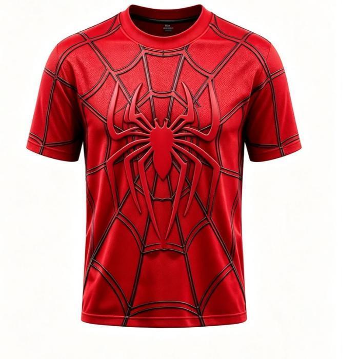 Fashion Style Kaos 3D Spider Web Merah Unisex Streetwear Keren Pria Wanita 3D Shirt XS-5XL Baju