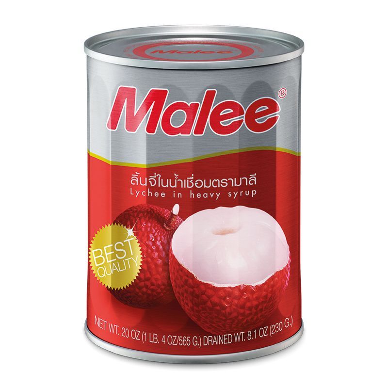 มาลีลิ้นจี่ในน้ำเชื่อม 565กรัม Malee Lychee in Syrup 565g. [หมายเลขบาร์โค้ด 8853333000481 ]