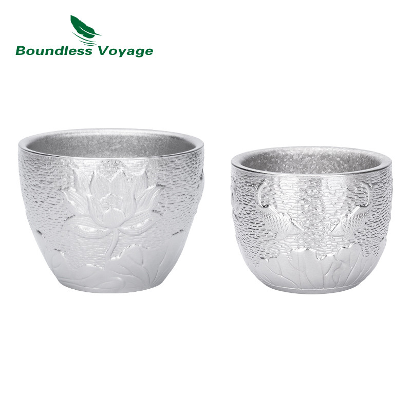 Boundless Voyage Titanium Double-Wall Cup ตกแต่งรูปแบบแก้วชาน้ําหนักเบาReusable CupสําหรับHome Offic
