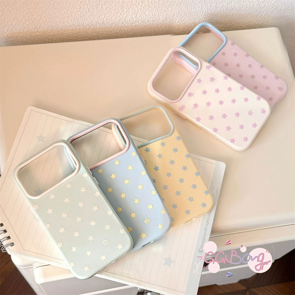 เคสไอโฟน13 17 18 Proสำหรับ IPhone 12 14 17 15 18 11 13 16 Pro Max 18 13 16เคสเจลลี่สีมาการอง ลายดาวน่ารัก สีพาสเทล
