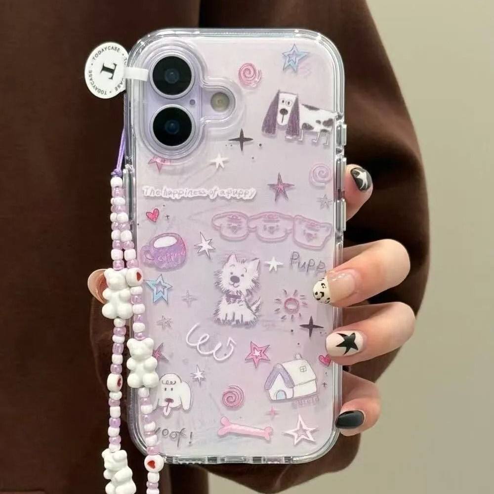 Graffiti Puppy เหมาะสําหรับ Samsung s24fe เคสโทรศัพท์ s26 สองชั้น s23ultra ผู้หญิง s21+/ s22/a54/a52
