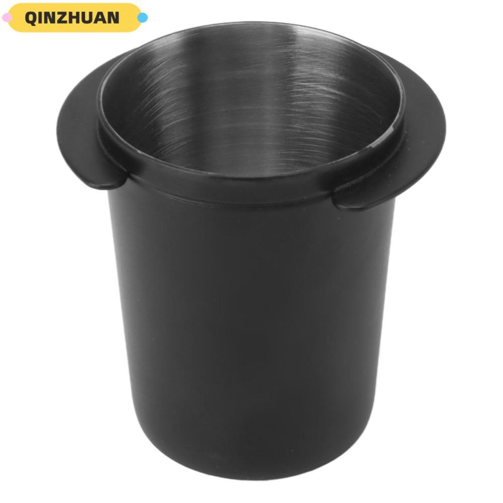 QINZHUAN Dosing Cup Tool, Universal Fit ทนทานกาแฟ Dosing Cup, แบบพกพาสีดําสแตนเลสถ้วยกาแฟผง Espresso