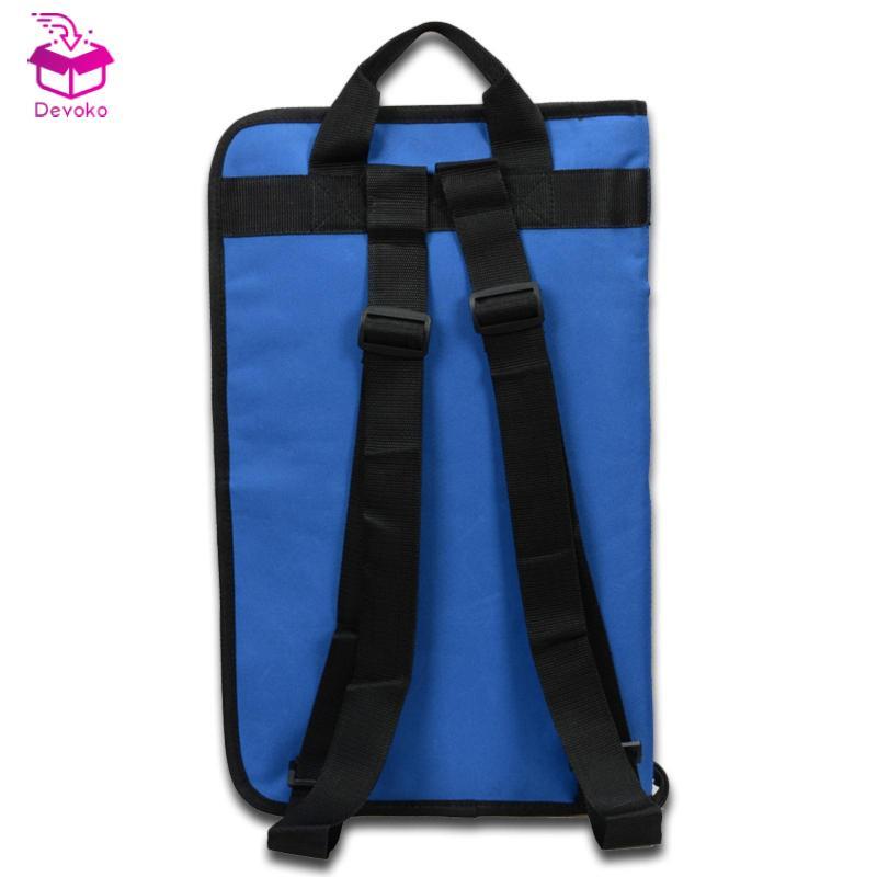 [chiwanji2mf] Drumstick Storage Case Blue Textile Drum Sticks Bag with Front Pocket Drum Accessories