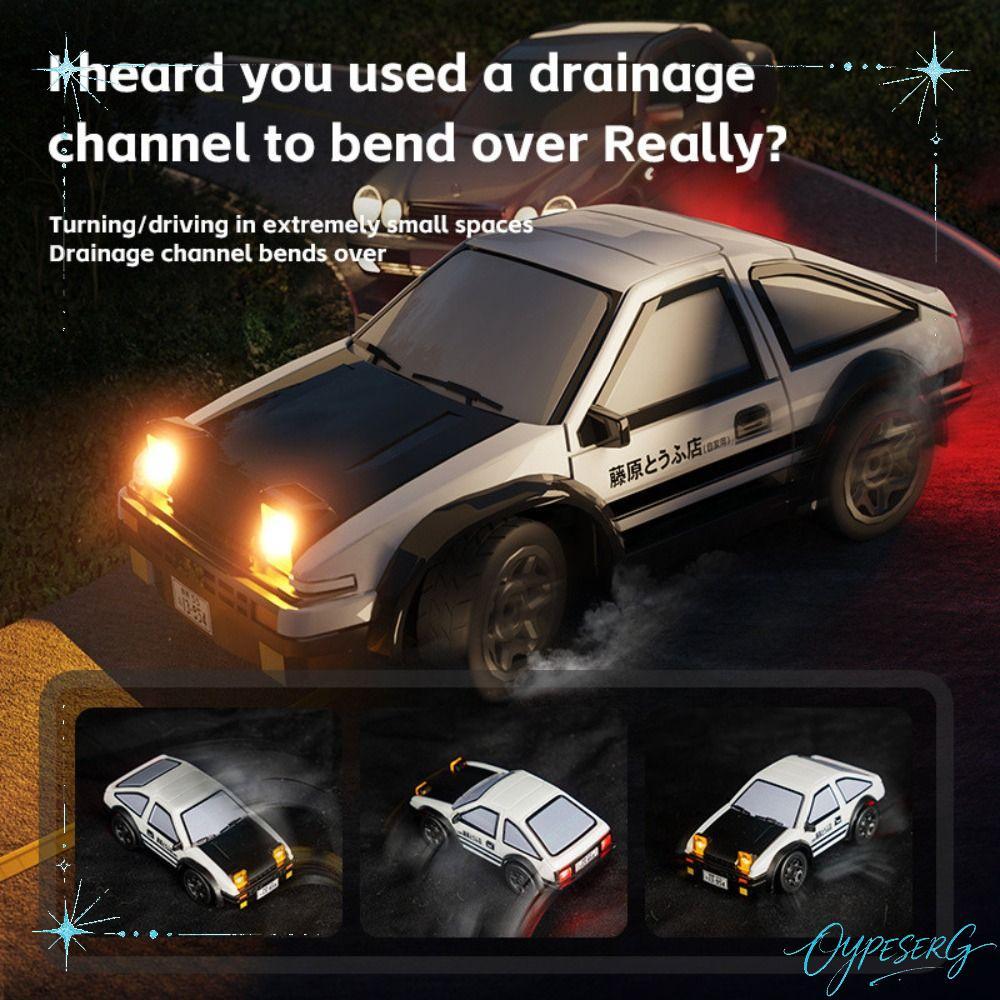 OYPESERG RC Drift Car, Black & White Racing Sports RC Stunt Car, พลาสติก 1/64 MINI AE86 รถยนต์ไฟฟ้าข