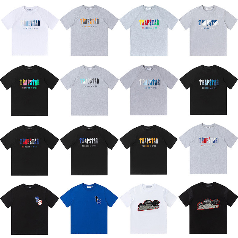 T T Trapstar Hip Hop สวยอินเทรนด์ High Street ผู้ชายผู้หญิงฤดูร้อน Gradient Letter ผ้าขนหนูปักผ้าฝ้า