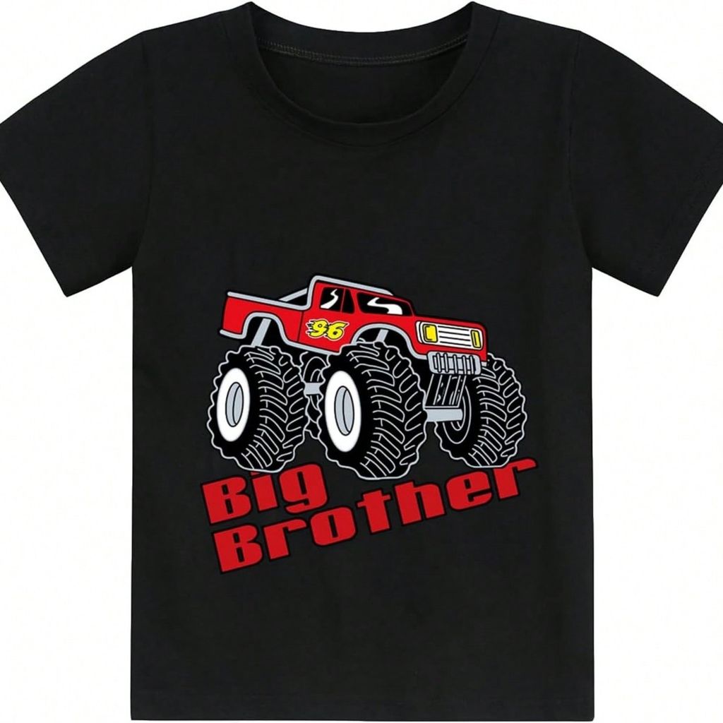 Big Brother เสื้อสําหรับเด็กวัยหัดเดินชายส่งเสริมการ Big Bro Monster รถบรรทุกรถไฟ Tshirt Tops สําหรั