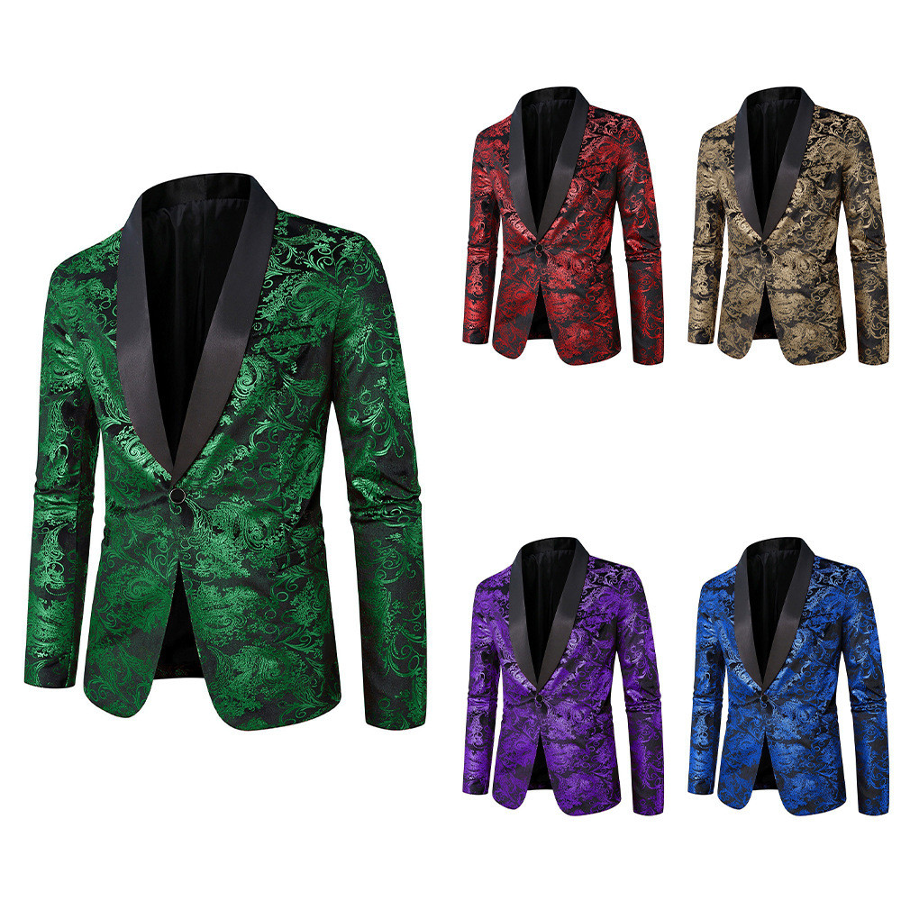 ผู้ชาย Gilding Blazer โฮสต์แต่งงานเจ้าบ่าว Blazer Stage Performance Dress