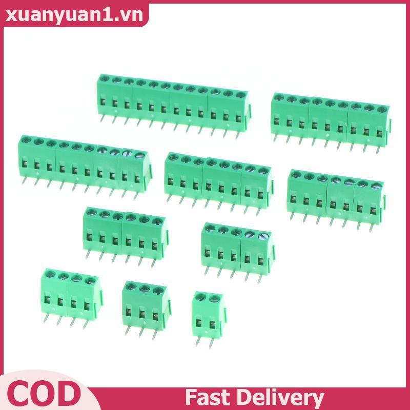 XUAN มุมขวา 5.0 มม.Pitch Screw Terminal Blos DG128R WJ128R 2-12P Universal PCB Connectors สําหรับประ