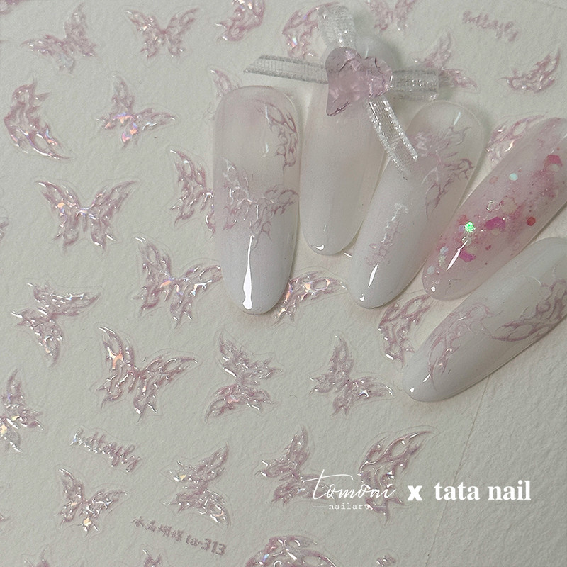 Tomoni ยี่ห้อ tata Cooperation Shell Light สติกเกอร์เล็บญี่ปุ่นย้อนยุคสติ๊กเกอร์ติดเล็บผีเสื้อ TA312