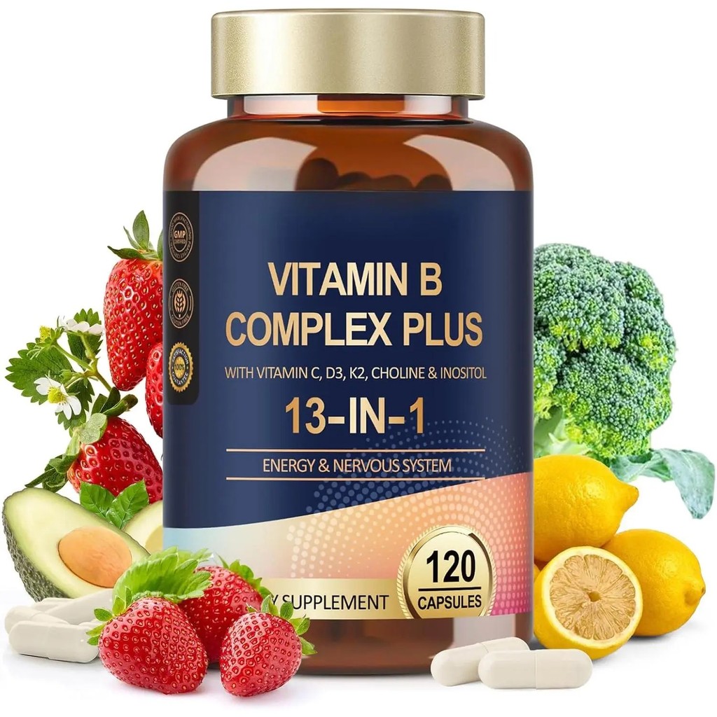 13 in 1 วิตามินบีคอมเพล็กซ์พลัสพร้อมวิตามินบี 1, B2, B3 (Niacinamide), B4, B5, B6, B7 (Biotin), B8 (