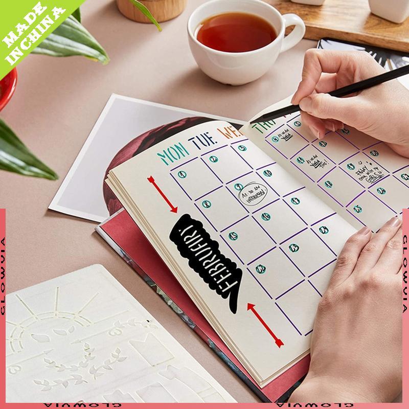 GLO 20 ชิ้น Journal Stencils สําหรับ Planner Journal สมุดบันทึกไดอารี่สมุดภาพตาราง