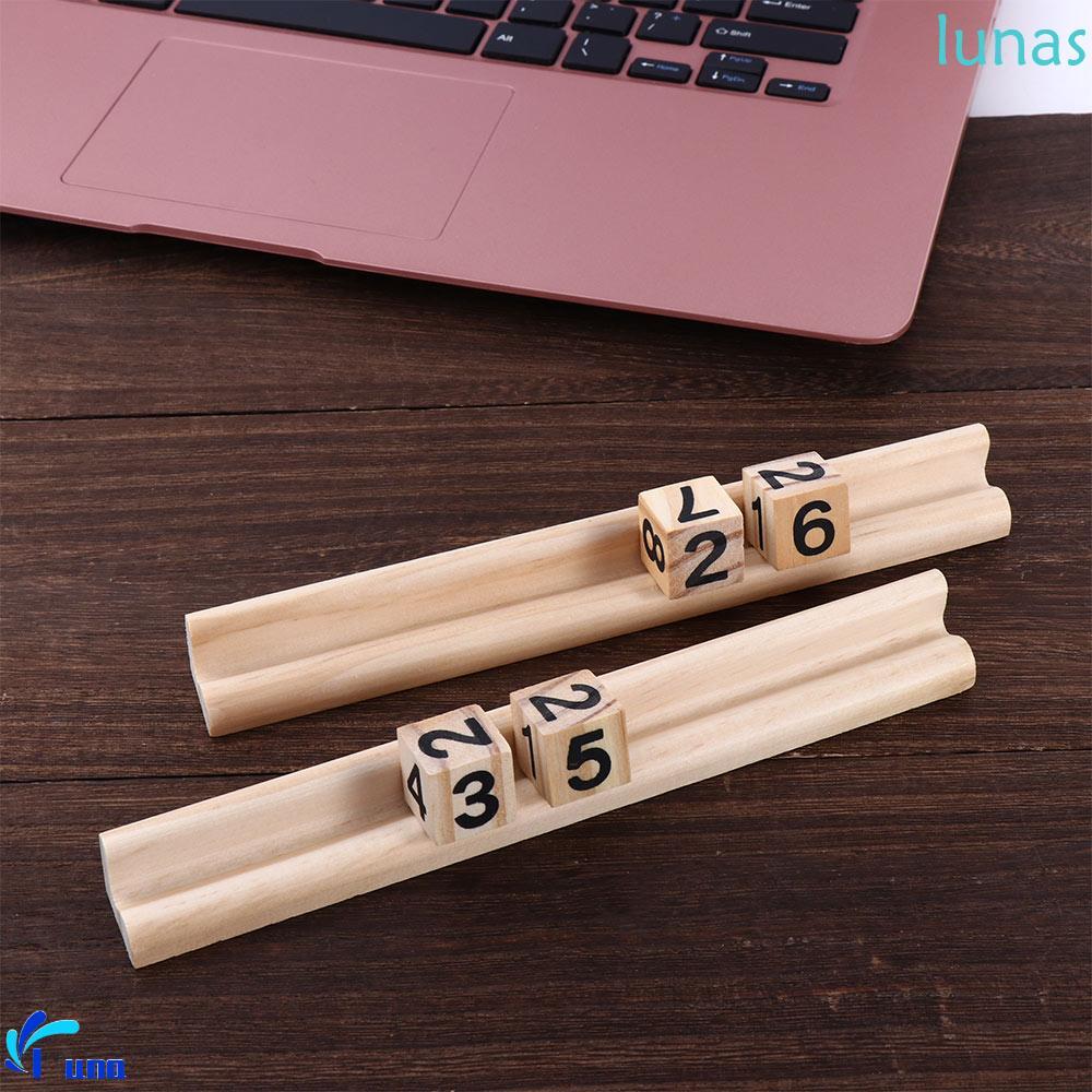 LUNASOL Domino Holders ผู้ใหญ่ Domino Games ไม้ 4 ชั้นวาง Mahjong Domino Trays Holders