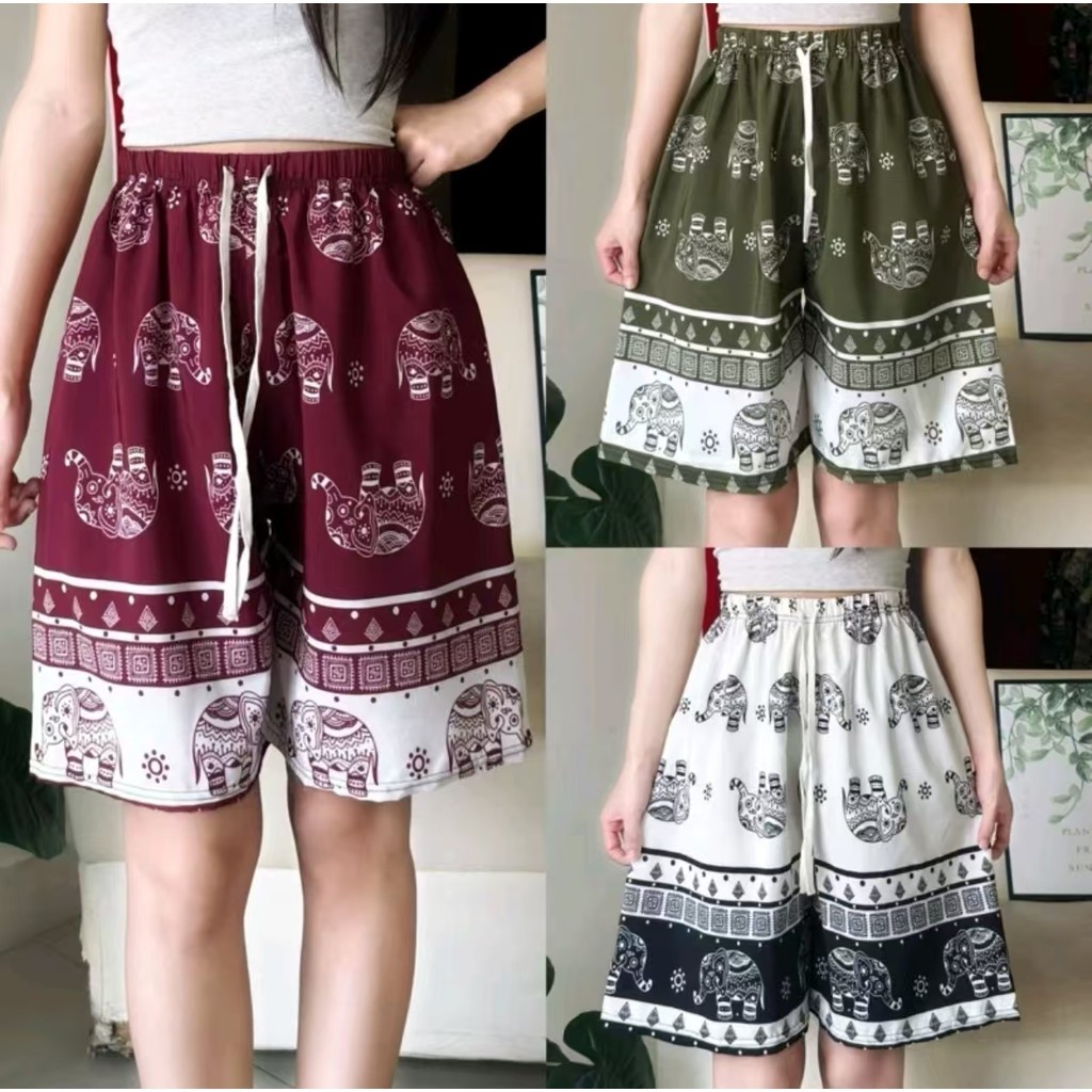 YY145 กางเกงช้างขาสั้น มีเชือก ผ้านิ่ม ใส่สบาย ใส่เที่ยว ใส่นอน ใส่อยู่บ้าน กางเกงลายช้าง มีหลายลายให้เลือก