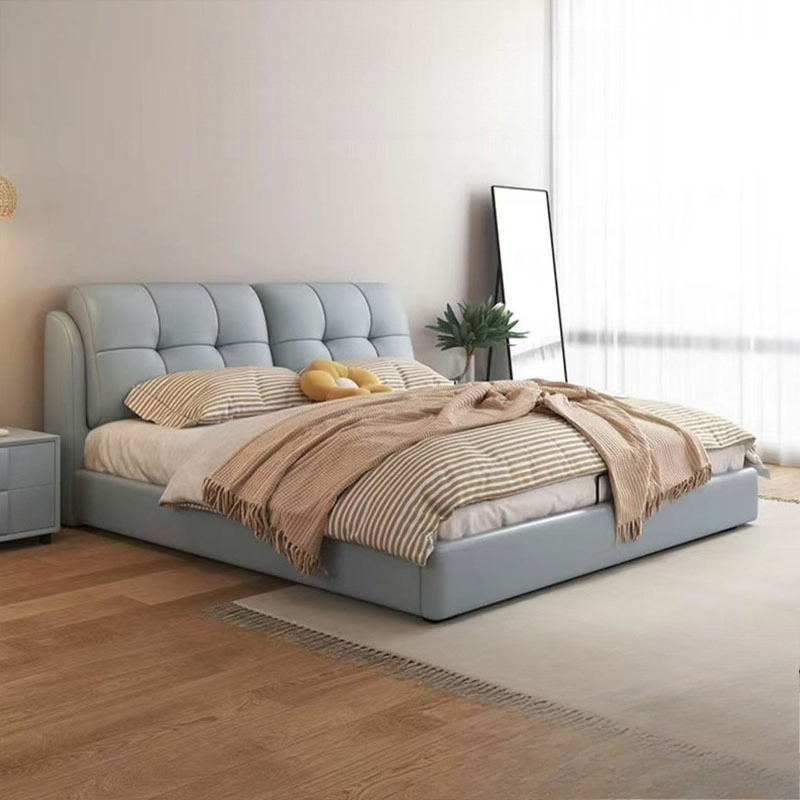 Italian Leather And Solid Wood Bed Frame Modern Storage Bed Frame Solid Wood Bed Frame Queen And Kin