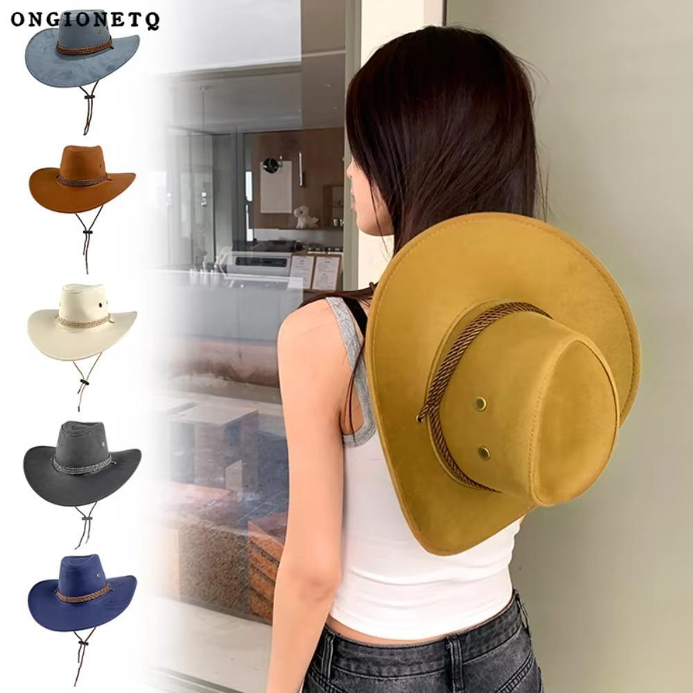 ONGIONETQ หมวกคาวบอย, Suede สีทึบผู้หญิงผู้ชายคอสเพลย์ Suede Jazz หมวก,ปฏิบัติ Beanies Vintage เครื่