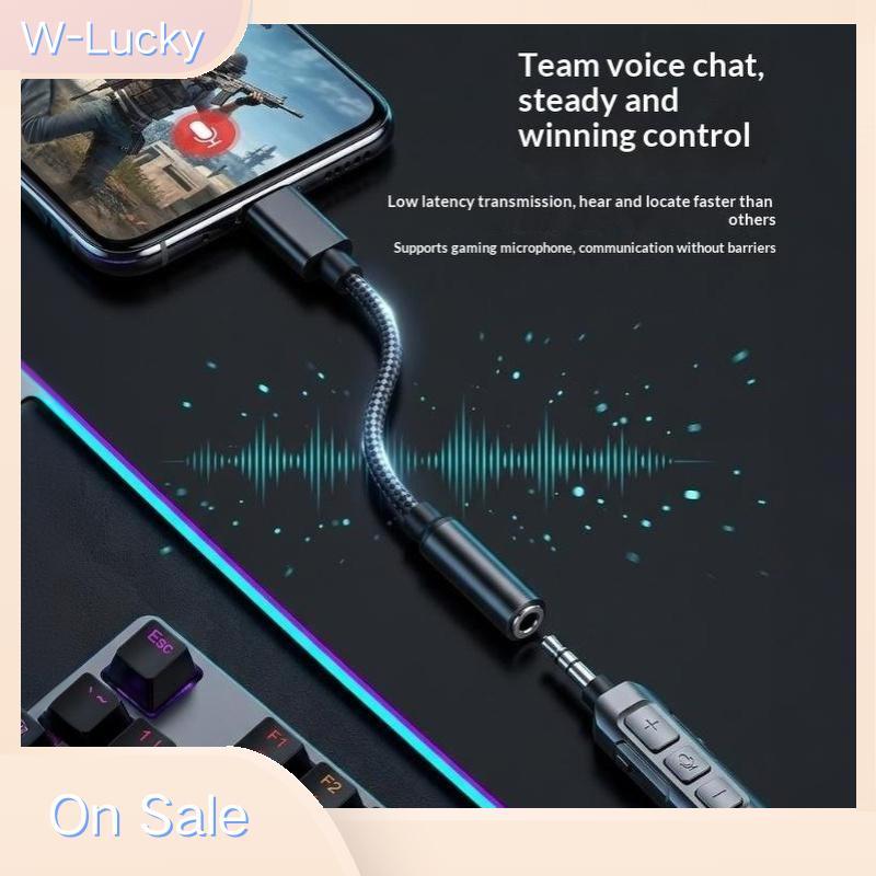W-Lucky Type C ถึง 3.5 แจ็คอะแดปเตอร์เสียง Plug and Play ไม่มีสัญญาณ Loss Gold-plated Connector สําห