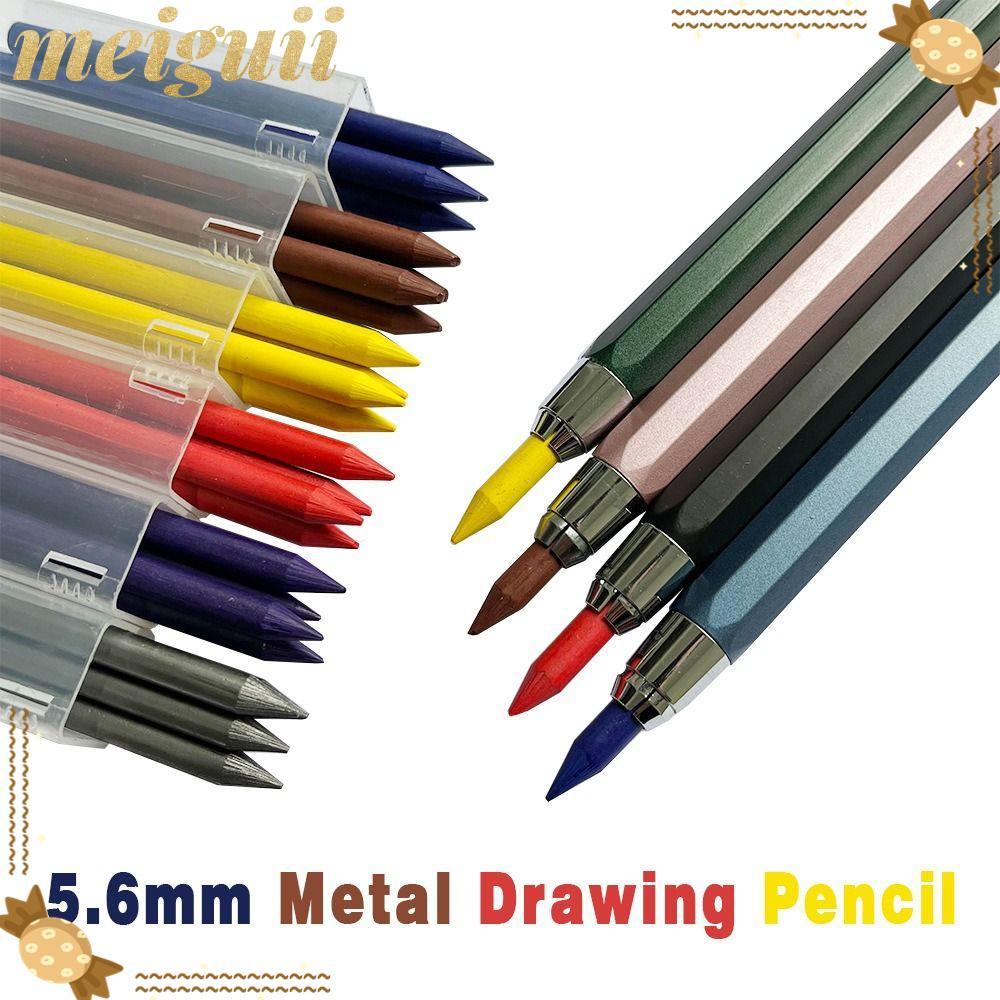 MEIGUII ดินสออัตโนมัติ, โลหะ 2B/4B/6B/8B ดินสอเติมดินสอ, Creative 5.6 มม.เขียนเครื่องมือ Sketch Comi